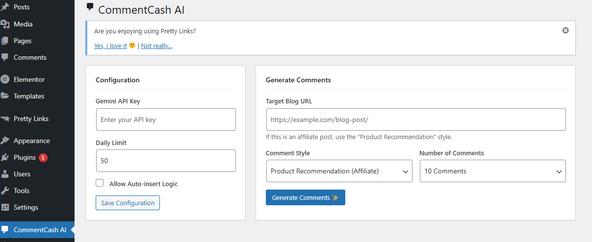 CommentCash AI Dashboard